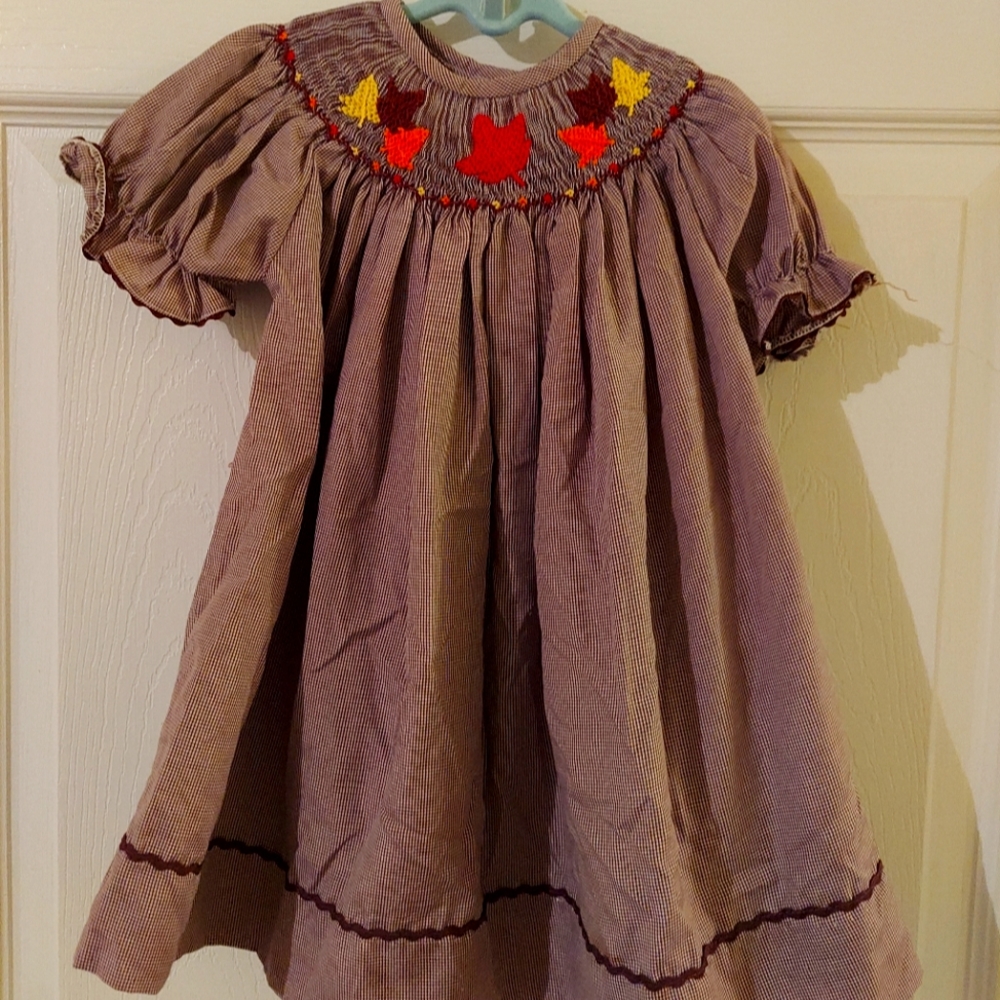 Babeeni Smocked Autumn Leaf Dress Size 9 months